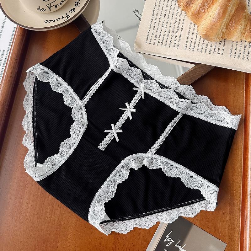 Women Plus Size High Stretch Lace Panties Antibacterial Cotton Crotch Sexy Thin Breathable Triangle Briefs
