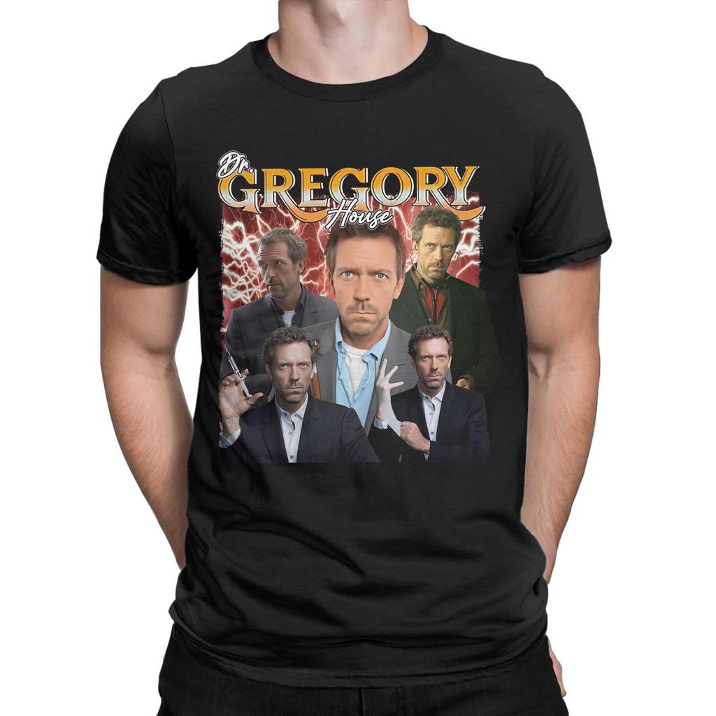 Dr Gregory House MD T-Shirts for Men  Novelty Cotton Tee Shirt Crewneck Short Sleeve T Shirts 6XL Tops