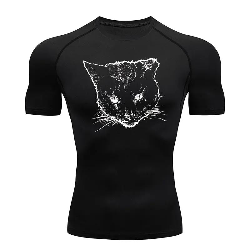 Koszulka Muscle Fit Y2K Koszulki Kompresyjne Dla Mężczyzn Sport Trening Siłownia Męskie Bieganie Fitness Obcisła Letnia Odzież Sportowa Top Koszulka