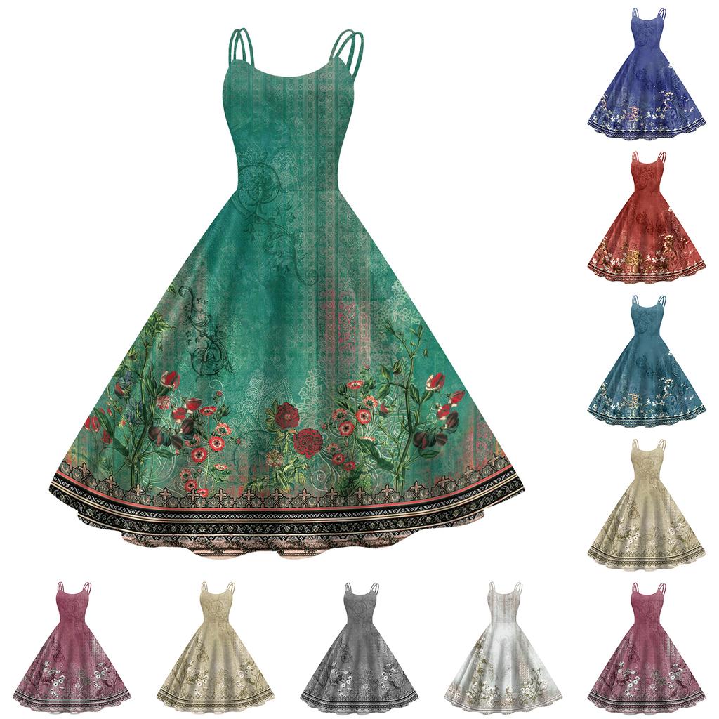 Children's Fashion Casual Sexy Retro Print Off-shoulder Punk Retro Dress