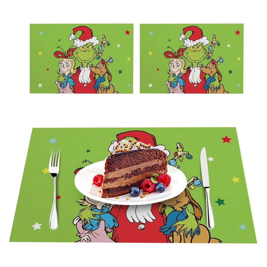 Christmas Printed Rectangular Dining Mat Water Cup Mat Cute Dining Mat Suitable For Placing Plates