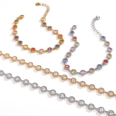 European and American Style Light Luxury Inlaid Colored Zircon Stainless Steel Bracelet