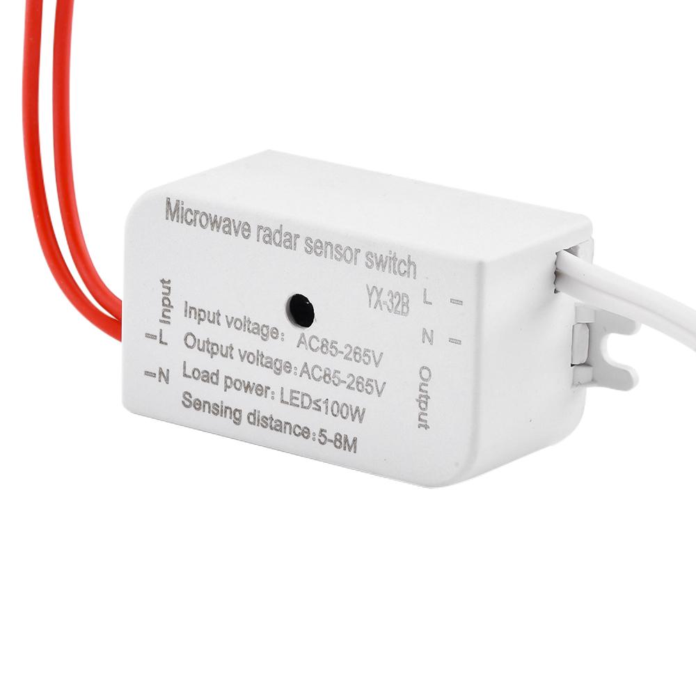 

AC85-265V 100W 4 Wire Infrared Sensor Switch PIR Microwave Radar Body Motion Sensor Module Adjustable For Time Distance Range бежевий