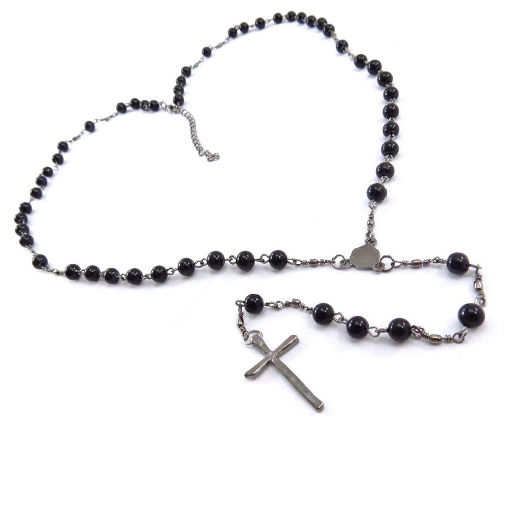 Les Trésors De Lily [J6283] - Designer Necklace 'Mystical Cross' Black Aged Metal