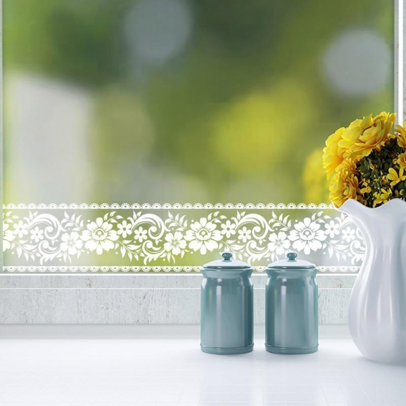 Adesivi murali con fiori in pizzo da 10 cm * 10 m Adesivo impermeabile per finestre da parete Linea di cintura Decorazione domestica