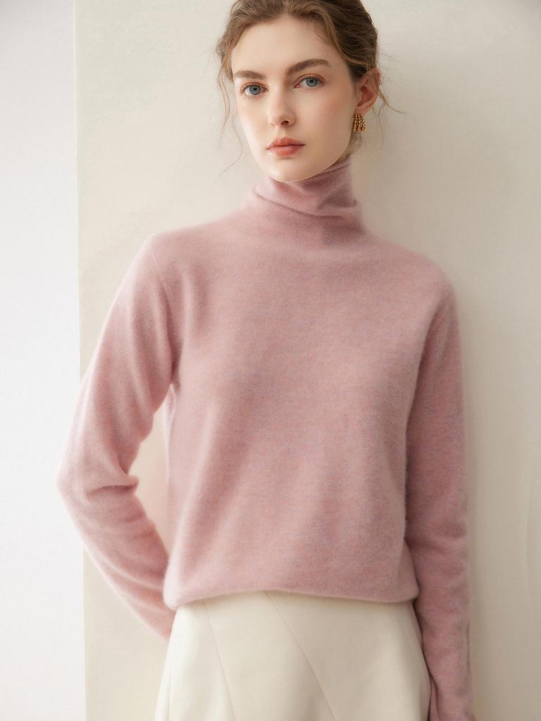 Women's Slim-Fit 100% Cashmere Turtleneck Sweater - Versatile Autumn/Winter Knitwear