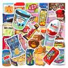 50-Pack Waterproof Snack Stickers for Laptop, Bicycle, Water Bottle, Luggage, and More