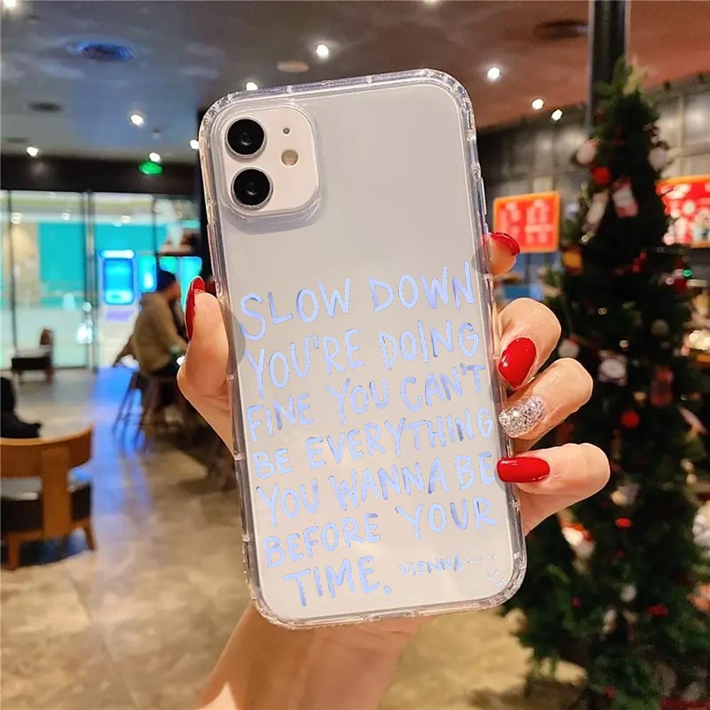 Inspirierendes Zitat Ästhetisches Transparentes Handyhülle Für iPhone 17 16 Pro Max Hüllen iPhone 15 14 13 12 11 XS XR 7 8 Plus Acryl Hülle