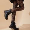 Women's Patterned Fishing Net Leggings, High Waisted Pantyhose, Floral Stockings