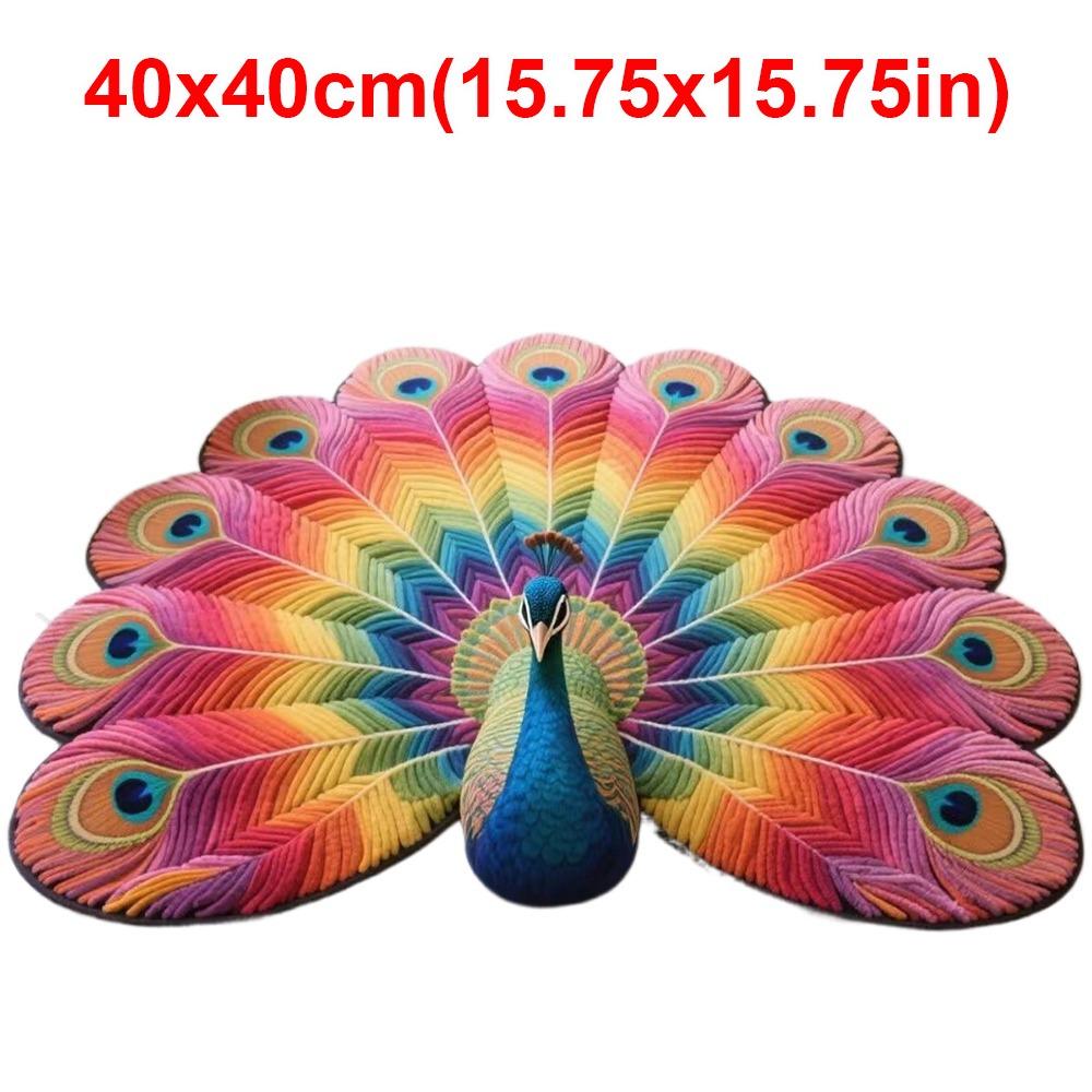 Soft Peacock Carpet Non-slip Bathroom Floor Mat Portable Blanket  for Living Room Tea Table Bedside