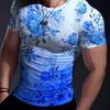 Trend 3D Printing Men's Fashion Casual Simple Short-sleeved T-shirt Comfortable Breathable Cherry Blossom Print Short Sleeve
