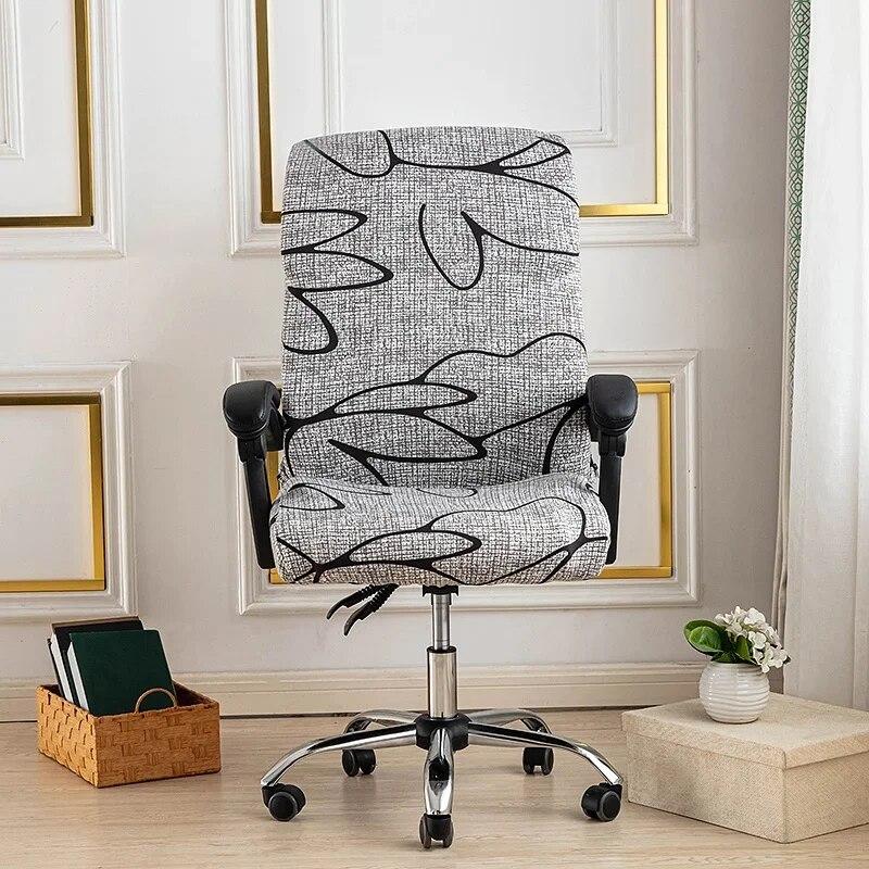 Blommig dator Kontorsstolsöverdrag Elastiskt roterande spelfåtöljöverdrag Stretch Skrivbord Säte Slipcover Funda para Silla de oficina