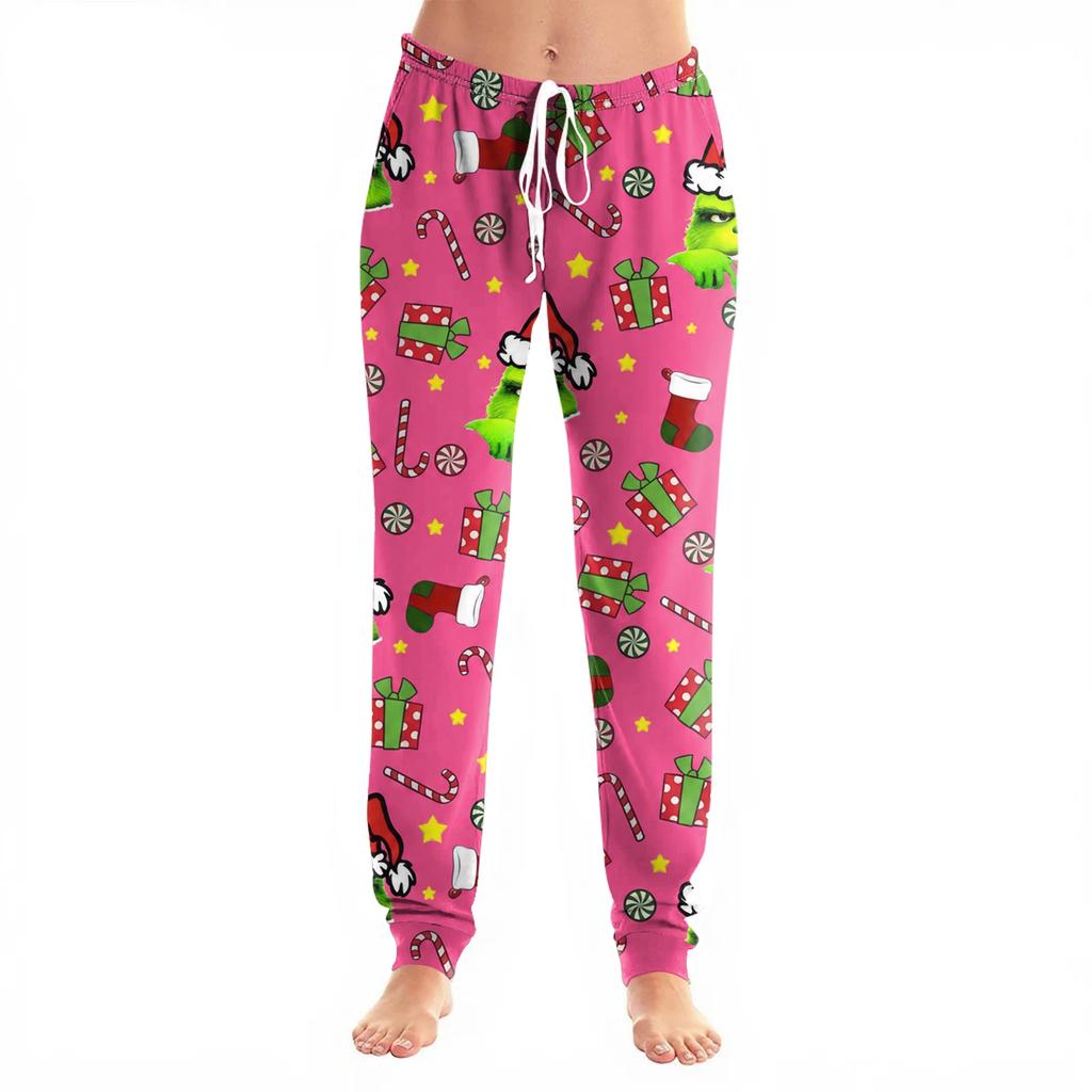 Women's Christmas Print Cuffed Jogger Pants with Pockets Casual Pants
