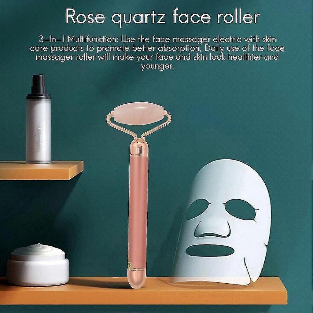Jade Roller für das Gesicht 3 in 1 Elektrischer Vibrations-Gesichtsroller-Massagegerät Quarzroller-Massagegerät Hautstraffung