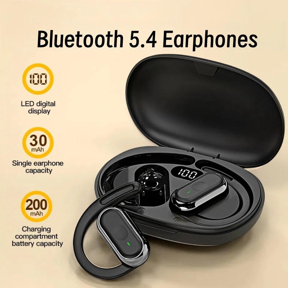Wireless Bluetooth 5.4 Headphones Ear Hook Earphones HiFi Stereo Waterproof Headsets Noise Reduction Touch Earbuds