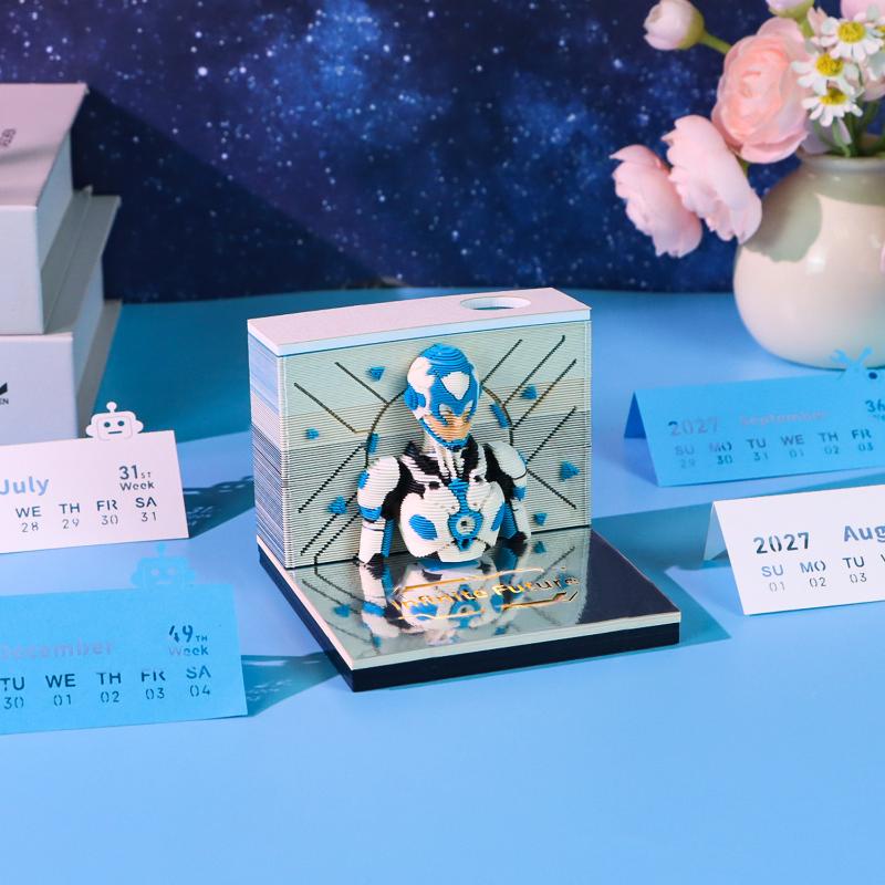 Classic 2027 Desk Calendar with LED Light 3D Tear-away Functional Office Decor
