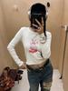 Spicy Girl Style 25SS Autumn/Winter High-Waisted Long-Sleeve Heart Rabbit T-Shirt