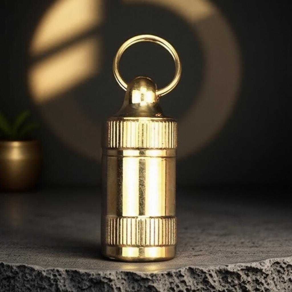 Portable Brass Snuff Bottle with Mini Spoon Pill Container for First Aid Storage Collection