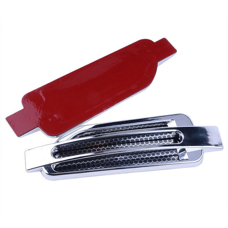 2pcs Car Bonnet Air Intake Flow Side Fender Vent Hood Scoop Cover Decor Chrome
