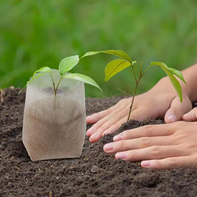 100 kusů biologicky odbouratelných netkaných pěstebních sáčků pro sazenice