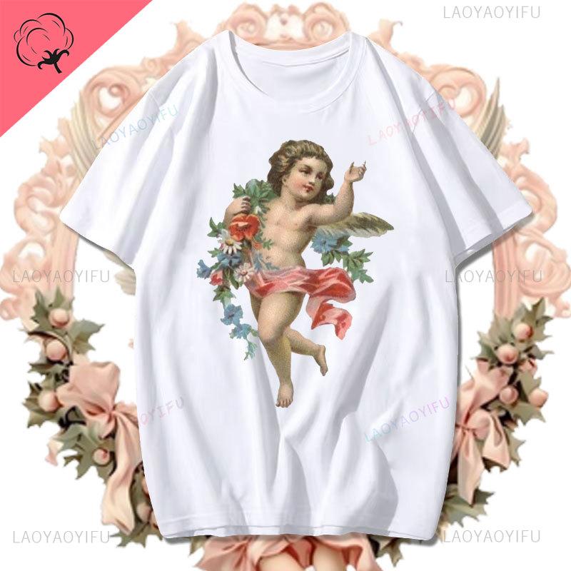 Fashion Fiorucci Baby Angel Graphic Tshirt Summer Classic Aesthetic T Shirt Unisex Unisex Kawaii Clothes Creative Couple Short Sleev Unisex