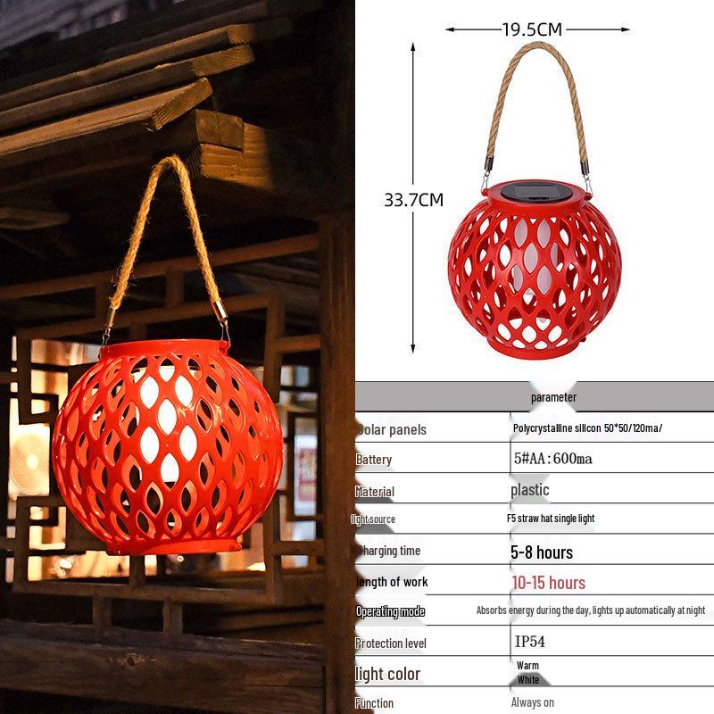 

Retro Solar Bamboo Weave Rattan Lantern: Outdoor Garden, Balcony, Courtyard Hanging Light
