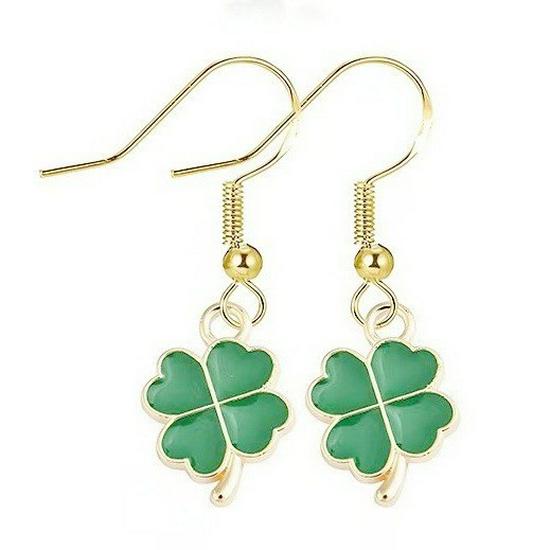 Women's Classic Green Four-Leaf Clover Necklace & Earring Set - Light Luxury High-End Design