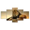 Lion The King Of Beasts Jungle Wild Forest Empire 5 Piece Five Panel Wall Canvas Print Modern Art Poster Home Decor Gift For Him For Her