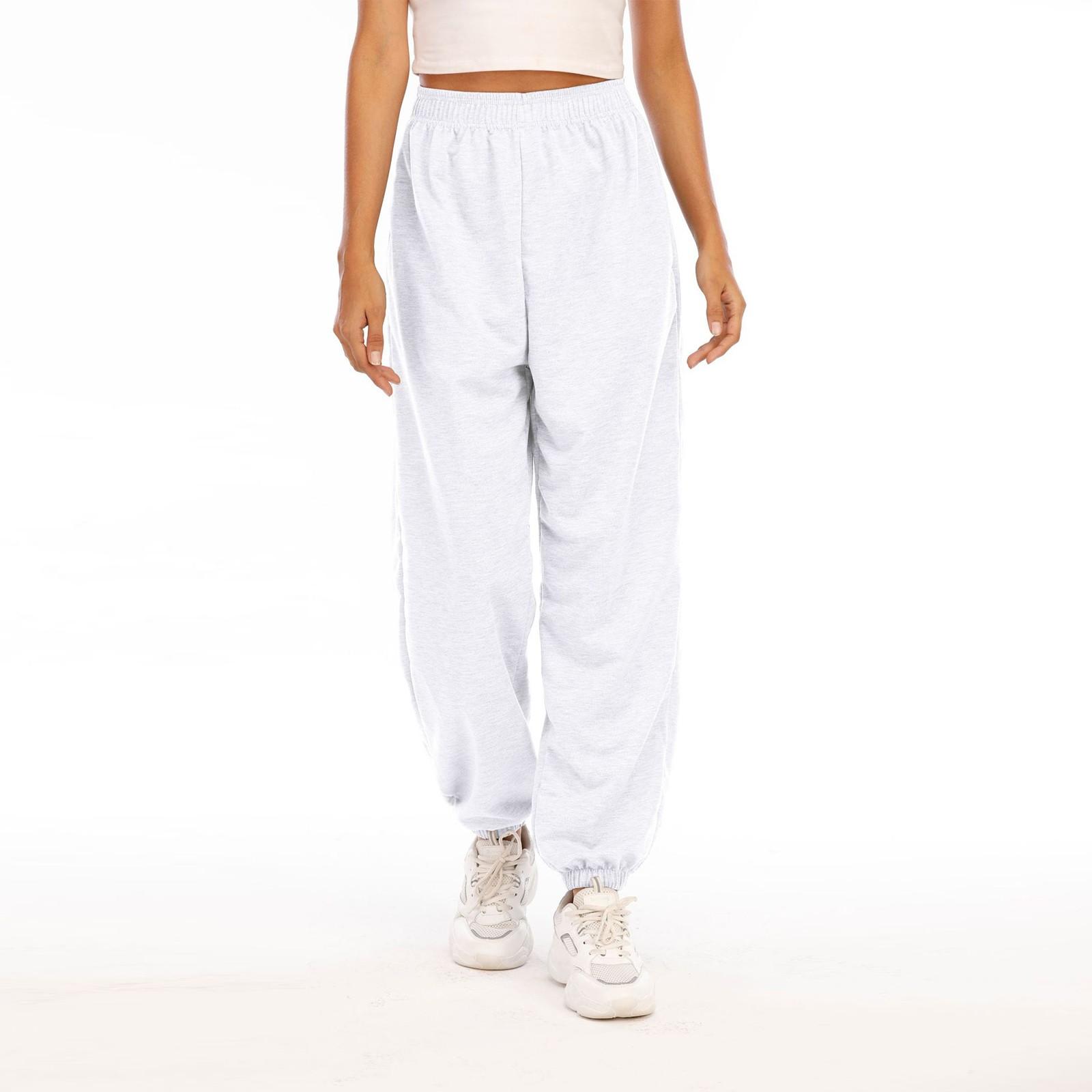 

Женские свободные спортивные штаны с высокой талией, удобные спортивные штаны, повседневные спортивные штаны с карманами XL белый