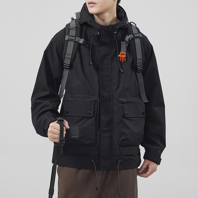 Three-Proof Technology Fabric Outdoor Mountaineering Jacket Men'S Hooded Loose Casual Jacket Men'S Jacket Comfortable
