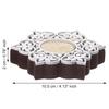 Set of 2 White Brown Wooden Floral Printing Block Decorative Tea Light Candle Holders, Diya Stands - Tea Light Holders - Christmas Diwali Decoration
