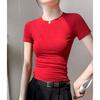 High-quality Korean Version of the Shoulder Slim and Thin, Foreign and Versatile, Solid Color Round Neck Short Sleeves