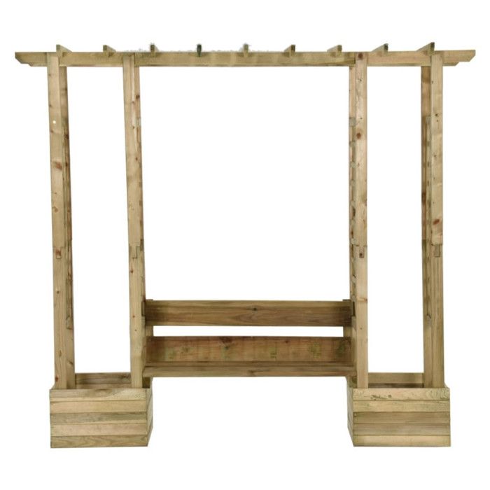 Pergola de jardin - vidaXL - 318565 - Bois de pin massif - Banc inclus - Jardinières intégrées