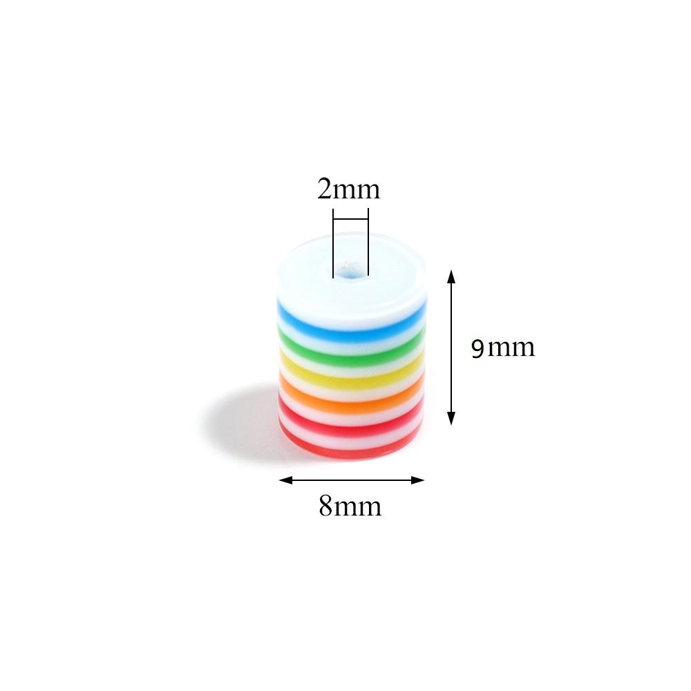 100pcs/Lot 8mm Resin Barrel Beads Rainbow Loose Space Beads For Jewelry Making Accessories DIY Bracelet Necklace Wholesale