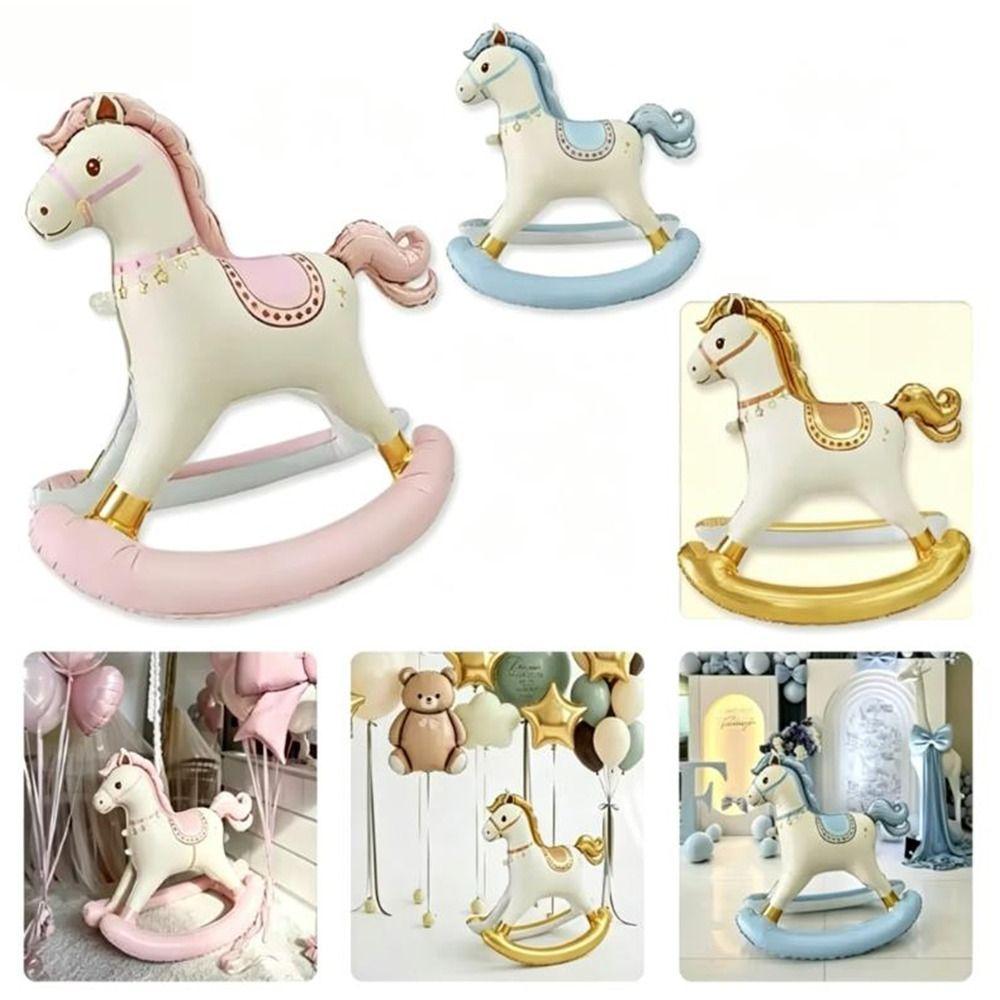 Schaukelpferd Schaukelpferd Ballon Koreanischer Stil Folienpferd Ballon 3D Pferd Ballon Baby Geburtstag