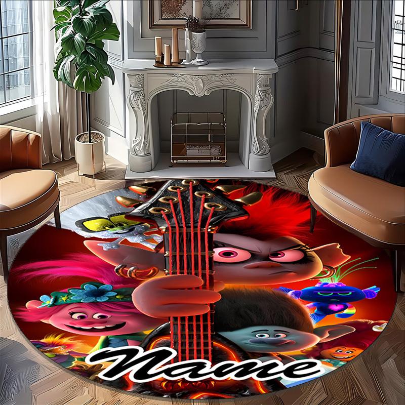 Customizable T-Trolls3 Round Non-Slip Carpet - Ideal for Garden, Picnic, Office, Perfect for Decoration, Suitable For All Seasons