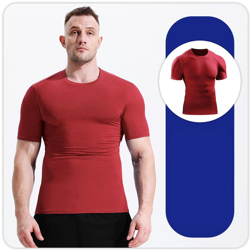 Gym Clothing Men T shirts Fitness Workout Quick-drying Sports Short Sleeve Shirt Running Camping Hiking Tops S M L XL XXL 3XL 4XL