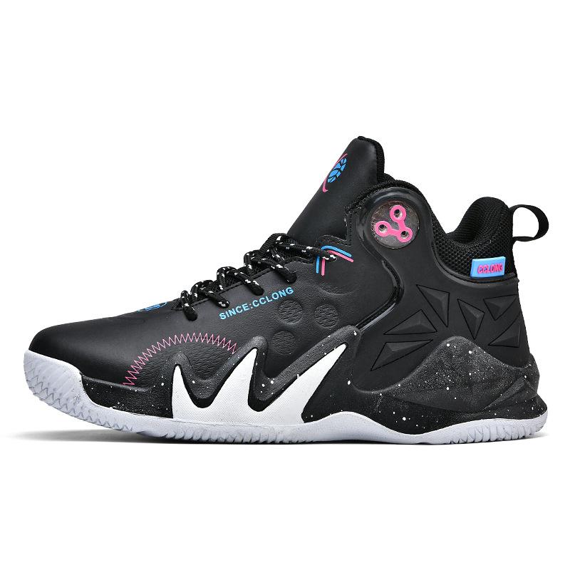 Plus Size Autumn and Winter Leather Basketball Shoes New Flame Sneaker Combat Basketball Shoes