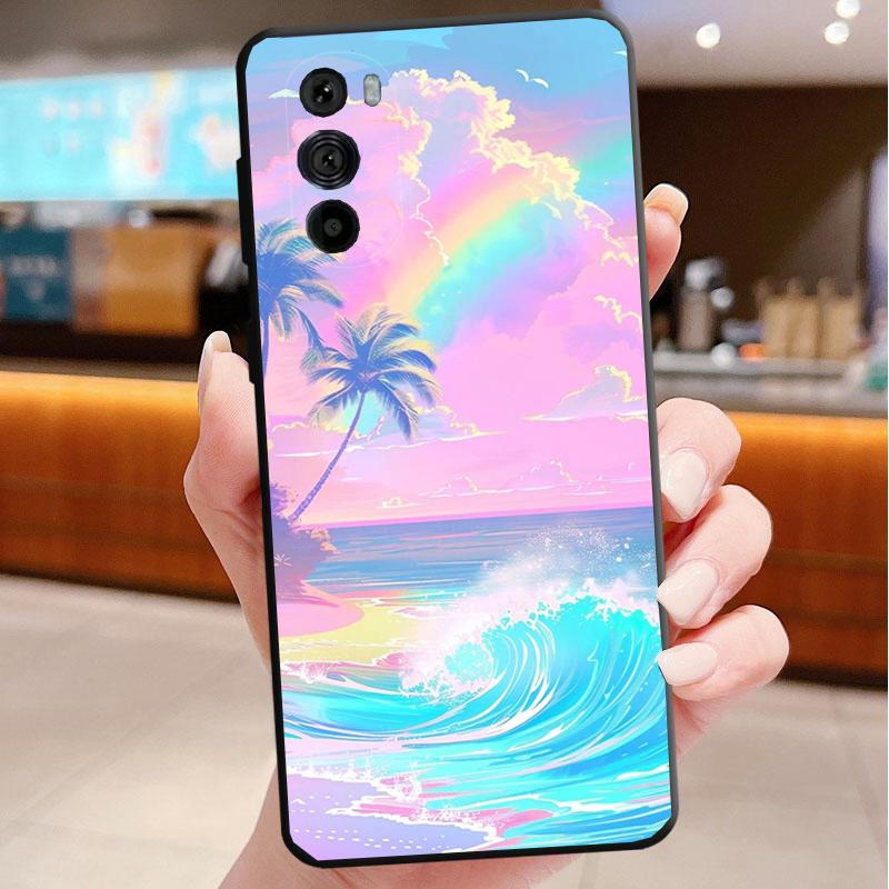 Phone Case For Motorola Edge 50 40 Pro 60 50 40 30 Ultra Neo Fusion Moto G Play G Stylus G Power G Rainbow Clouds