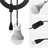 3000K Warm White Switch Cord 5W USB Bulb Light - Camping Emergency Light with 2.5m Plastic Cord