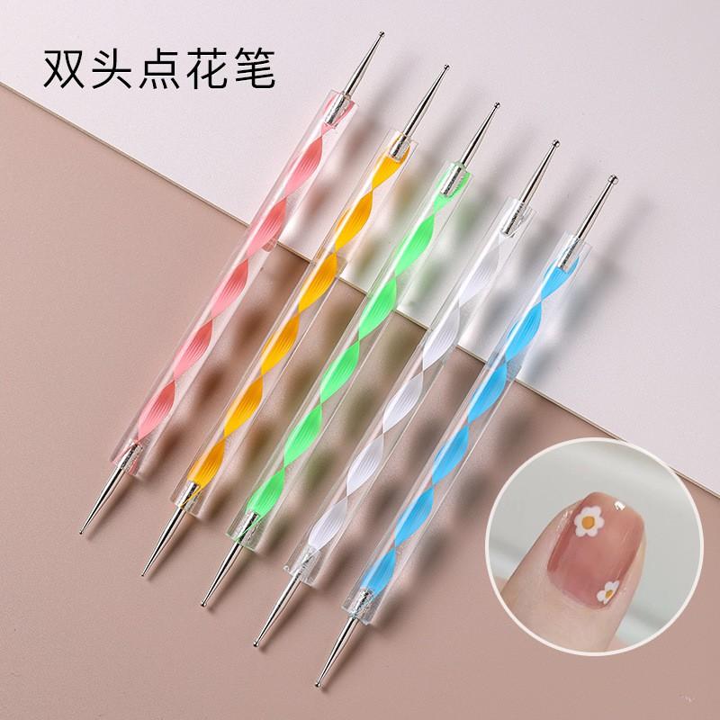 5 Pcs Nail Art Dotting Pens Dual-Ended Rhinestone Gem Pick Up Flower Painting Manicure Tool