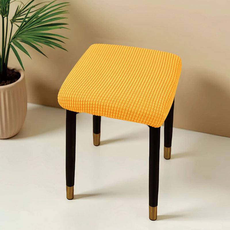 Jacquard Square Stool Covers Elastic Dust-proof and Anti-slip Stretch Chair Cover Solid Color Geometric Pattern Seat Cover