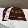 Fair Island jacquard crimped knitted hat women's autumn and winter stacking hat versatile face small cold hat loose wool hat