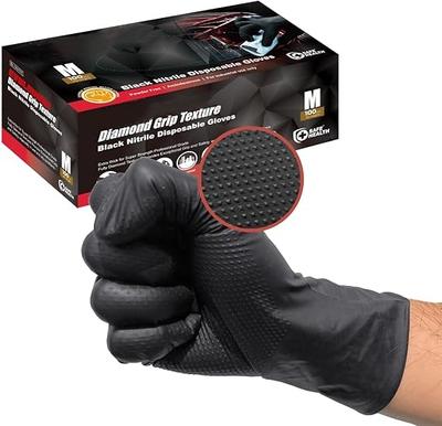 100 buc/set Mănuși negre din nitril de unică folosință 8-mil fără latex Mănuși de mecanic pentru bărbați Mănuși industriale texturate diamantate pentru uz greu