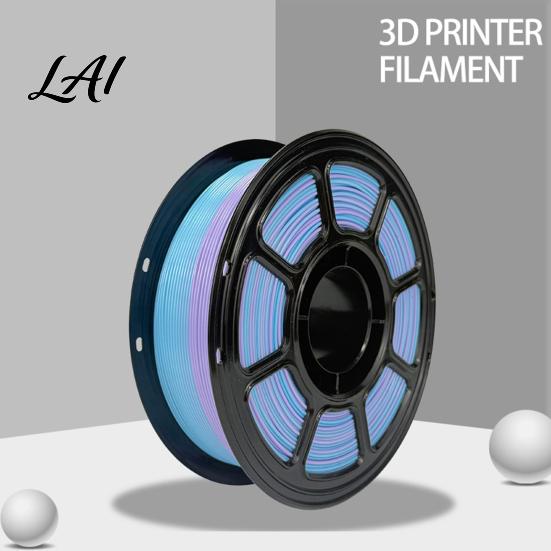 Low Shrinkage Filament Rainbow Gradient PLA 1.75mm 1KG Spool for FDM 3D Printers Warpage Printinng Roll