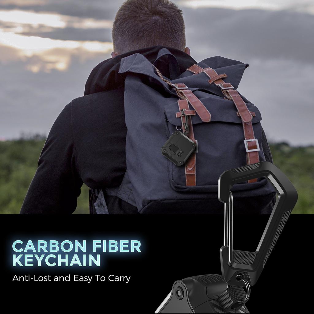 AHASTYLE WG167 For AirPods 4 Protective Case Integrated Safety Lock Switch Button Earphone Cover with Carabiner