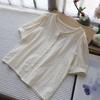 Bi Zheng 2025 Summer Korean Lace Embroidered Bubble Sleeve Women's Shirt