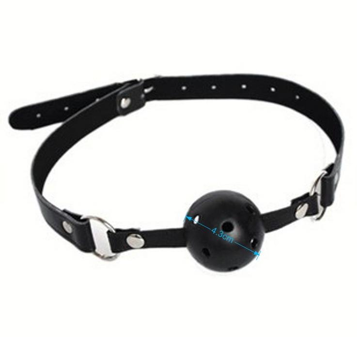 HOLLOW OUT Ball Mouth Gag Oral Fixation Mouth stuffed DROOL PU Leather roleplay slave submisson Adult Game For Couples Flirting