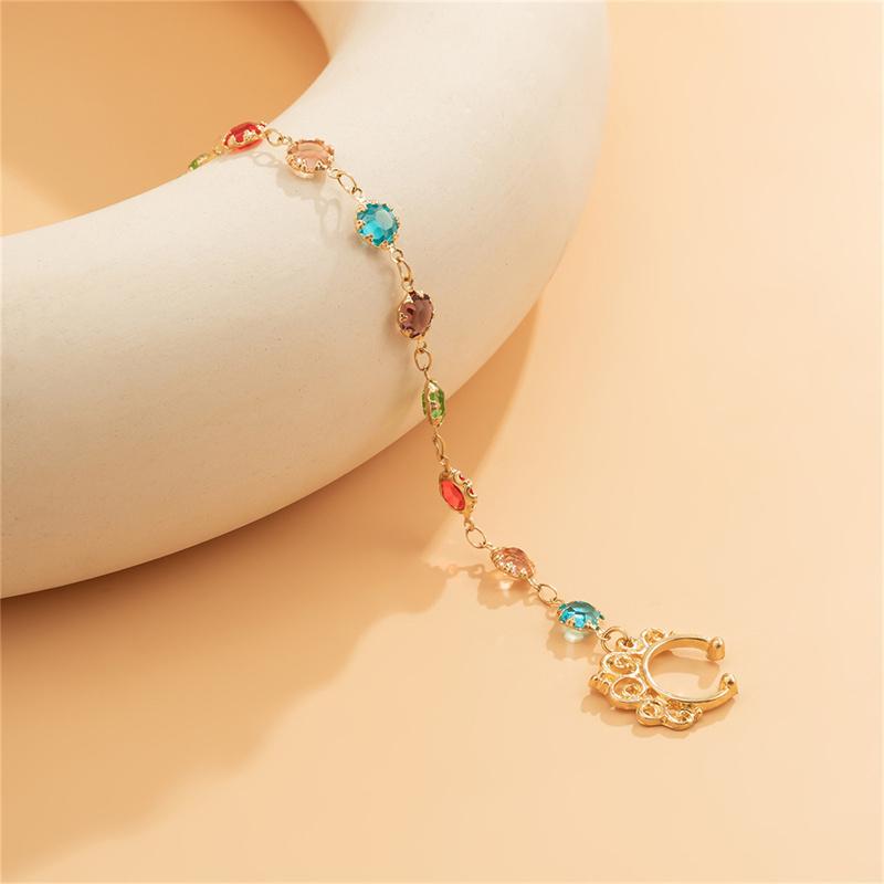 Bohême Punk Sexy femmes gland chaîne boucles d'oreilles faux Piercing pince-nez