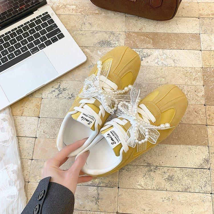 Lace Bow Mandarin Duck Buckle Single Shoes Women's 2025 Pair of Shoelaces Dexun Women's Shoes Casual Sports Forrest Gump Shoes Sports Shoes